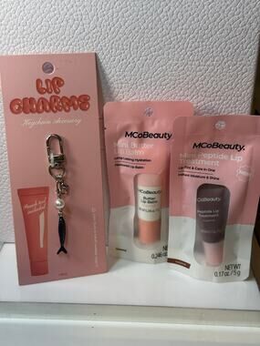 Line Modern Lip Charms Keychain Accessory with TWO MCoBeauty Mini Lippies - NEW